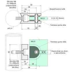 Svorka na trubku ø 42,4 mm, sklo 6 - 10,76 mm, AISI 304 Svorka na trubku ø 42,4 mm, sklo 6 - 10,76 mm, AISI 304